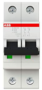 ABB S200M MCB Leitungsschutzschalter Typ C, 2-polig 63A 440V, Abschaltvermögen 10 kA System Pro M Compact
