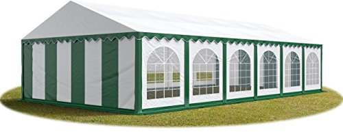 TOOLPORT Festzelt Partyzelt 6x12 m Premium, hochwertige PVC Plane 750 N in grün-weiß 100% wasserdicht mit Bodenrahmen