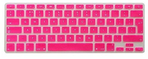 Se7enline Compatible with Macbook Keyboard Skin Ultra Thin Silicone EU/UK Macbook Keyboard Cover for MacBook Pro 13 15 17 (with or without Retina Display) and MacBook Air 13, Hot Pink