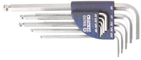 EXPERT E117816 - Juego de 9 llaves macho cabeza esferica en soporte de plástico - pulgadas