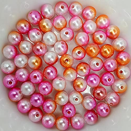 Bastelperlen bunt schimmernd 600 Stück, 4mm, pink, weiß, orange - kuststoff Regenbogen Wachsperlen glänzend Drahtsterne Perlenkette basteln DIY Perlen Acryl Set groß Armband Schmuck