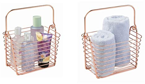 iDesign 93129EU Classico Drahtkorb, Aufbewahrung für Küche, Bad, Schrank, Schlafzimmer, Baby, 9,1 x 21,6 x 16,5 cm, kupfer, Metall