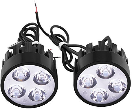 2 pcs/Paire Moto Phare, Keenso 12V 30W Projecteur Lampe LED Rond Projecteurs Imperméable à l'Eau Universel Phare de Moto Brouillard Spot Tête Lumière Lampe Scooter Auxiliaires