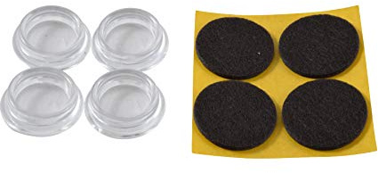 GleitGut Möbeluntersetzer Gleitschale rund mit Filz schwarz 4 Stück Möbelschutz durchsichtig (60 mm)