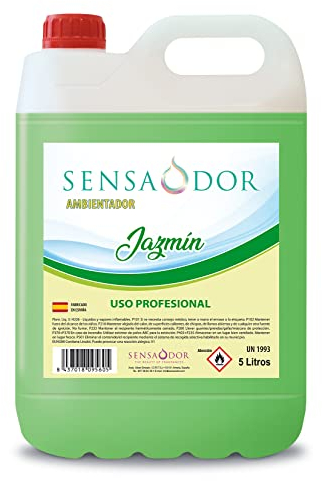 Ambientador Jazmín SENSAODOR, 5 Litros, Verde, Garrafa, Profesional, Empresas, Negocio, Limpieza, Neutralizador, Quitaolor, Buen olor, Aromatizador