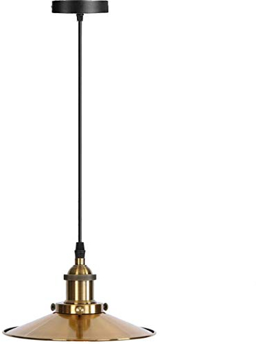 Vintage Industrial Retro Stil Metall Deckenleuchte Kronleuchter Lampenschirm (gelber Messingschirm mit Glühbirne)