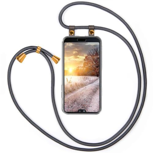 moex Handykette für Huawei P20 Hülle mit Band abnehmbar, Handyhülle mit Kette zum Umhängen, Handyband Kordel Umhängehülle, Necklace Handy Umhängeband, Anthrazit