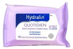 Hydralin Lingettes Intimes Douces 10 Lingettes - Lot de 4 x paquets de 10 Lingettes