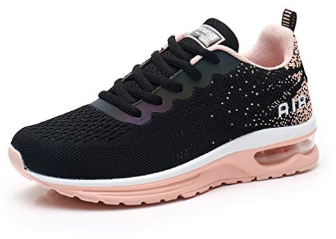 AFFINEST Damen Laufschuhe Sportschuhe Air Atmungsaktiv Turnschuhe rutschfest Leichte Schuhe Stoßfest Outdoor Mesh Sneaker Schwarz orange 40