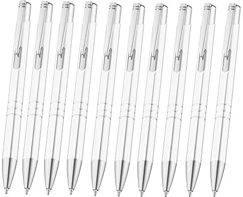 Libetui 10 Stück hochwertige Metallkugelschreiber Kugelschreiber Weiß Metall blauschreibend auswechselbare Großraummine Kulischreiber weiße Druckkugelschreiber Metall