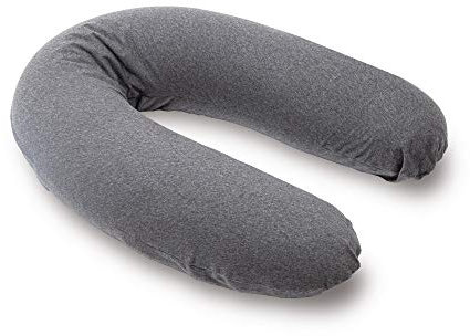 Doomoo Still-& Schwangerschaftskissen Buddy - 180cm inkl. Bezug aus Bio-Baumwolljersey, mit feiner EPS-Mikroperlenfüllung, Oeko-TEX® Standard 100, Chine Anthracite