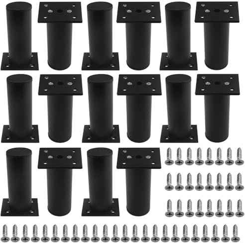 WMYCONGCONG Lot de 16 Pieds de Meubles réglables Cabinet en Aluminium Pieds en métal Pieds de canapé Noir Mat Pieds de Support 4 inch/10cm pour Table de café Canapé Cuisine Meubles Etagères