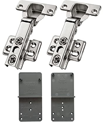 LOOTICH 105 Fixed-On Degré Plein Recouvrante Charnieres Hydraulique avec Amortisseur Intégré Mécanisme de Fermeture Automatique Charnière pour Armoires de Porte Cuisine et Amortissement Lot de 2