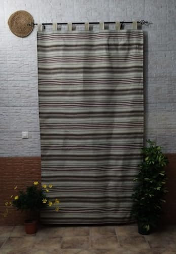 Cortinas para Puerta Exterior - Protección para tu Entrada en la Calle 140x260cm - Rayas para Puertas Ventanas y Patios Interior Exterior confeccionada en España. (Toledo)