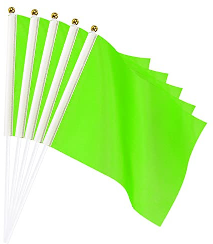 sourcing map Lot de 50 mini drapeaux verts à tenir à la main - 21 x 14 cm - Rectangle pour festival, événements, décoration de fête