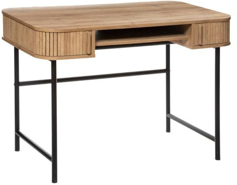 Atmosphera Créateur d'Intérieur - Bureau Colva 2 Portes Effet Chêne - Meuble de Rangement pour Chambre, Salon, Bureau - L105 x H75cm - Bois et Noir