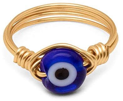 Zentana Evil Eye Ring – Geflochtenes Gold – Nazar – Evil Eye