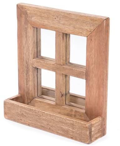 DESIGN DELIGHTS Miroir Mural Vintago | avec Tablette, 40 cm, Bois Massif | Miroir en Bois avec Compartiment, de Salle de Bain, rectangulaire dentrée