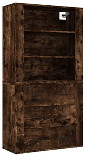 vidaXL Highboard, Sideboard mit viel Stauraum, Mehrzweckschrank Kommode Wandmontage, Schrank Beistellschrank für Wohnzimmer, Modern, Räuchereiche Holzwerkstoff