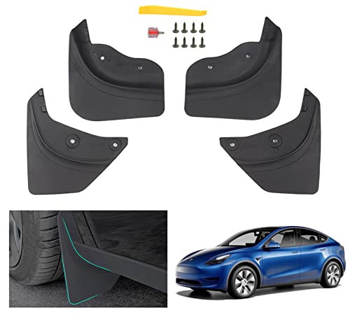 GAFAT Tesla Model Y 2021-2023 2024 Parafanghi, Model Y 2024 Parafango Anteriore e Posteriore, Paraspruzzi Non Necessitano Foratura, Forte Tenacità, Durevole [OEM Originale] (4 Pezzi)