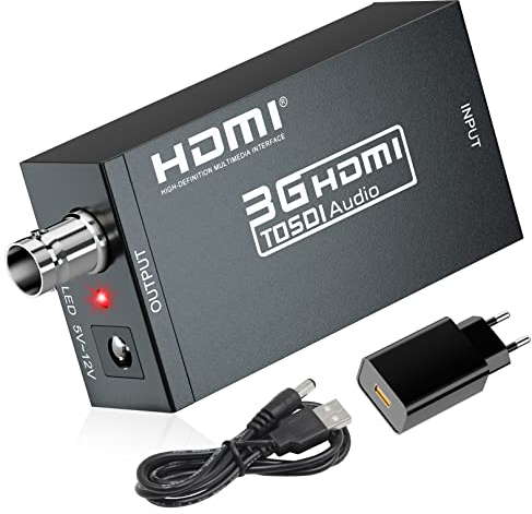 SHUITING convertitore HDMI a SDI, da HDMI a 3G-SDI/HD-SDI, supporto di adattatore HDMI per l’output SDI di ingresso HDMI per il cinema domestico