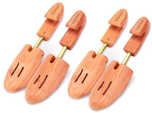 Cedar Space Wooden Shoe Stretcher Tree, 6.5-14 Sizes Cedar Wood Shoe Trees,2/4PC Shoe Stretcher for Men, Sneakers,Boots, Original Wooden Color, X-Large (Fits Shoe Sizes 12 -14)