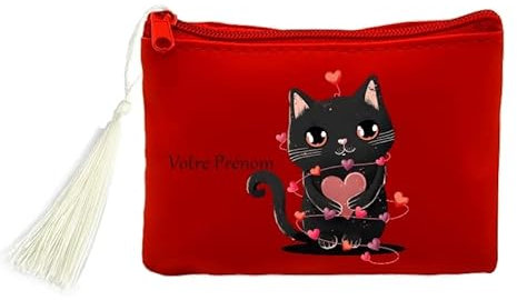 Porte Monnaie et cles Rouge prénom Noel personnalisee