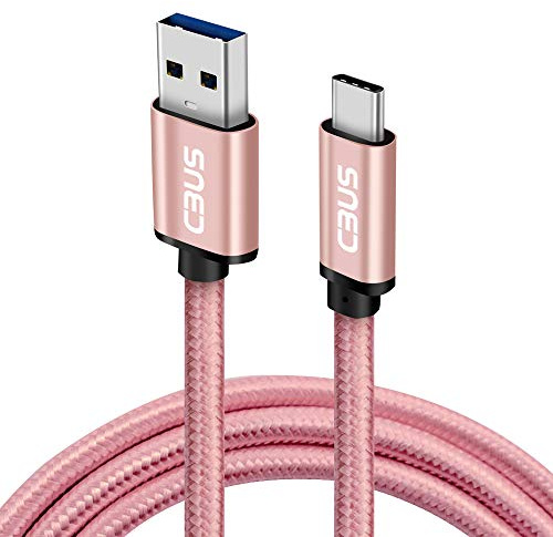 CBUS 2m USB auf USB C Kabel, Schnellladekabel Typ C Kompatibel mit iPhone 16/16e/15/Pro/Max/Plus, iPad 10, iPad Pro/Air/Mini A17 Pro, Mini 6 – Robustes, geflochtenes Kabel (Roségold)