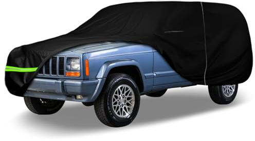 Waterproof Car Cover Compatible with 1983-2001 Jeep Cherokee XJ Accessories, 210T All Weather Car Covers with Inner Cotton for Dust Snow Rain Hail Protection