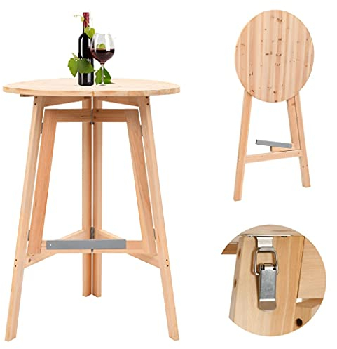 Homgoday Klappbarer Bartisch Küchentisch Esstisch Tresentisch Stehtisch Bartheke Küchentresen Küchentheke Beistelltisch für Wohnzimmer Esszimmer Küche 78 cm Tannenholz