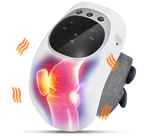 RINRI Knie Massagegerät, kabelloses KnieMassagegerät mit InfrarotHeizung, 40 cm Klettverschluss, Vibrationsmassage, Touchscreen-LED, Typ-C Ladeanschluss, Linderung von Knieschmerzen