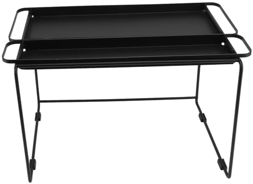 TOPINCN Rejilla para Horno de Acero Al Carbono, Soporte Extensible para Microondas con 2 Bandejas, Ahorro de Espacio, Amplia Aplicación, Estilo Simple para Cocina (2 bandejas)