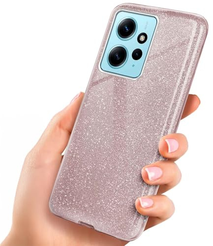 ONEFLOW Glitter Case für Redmi Note 12 (4G) Glitzer Handyhülle mit Kameraschutz, Stylische Hülle Glitzernd, Dünne TPU Schutzhülle für Damen, Glitzerhülle Qi kompatibel, Rosa