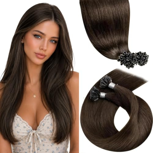 LaaVoo Microlink Hair Extensions Human Hair, 24 Inch 50g, Chocolate Brown | Cold Fusion Micro Loop Extensions for Short Hair, Add Length for Daily Wear, Easy to Maintain, Nautral Look