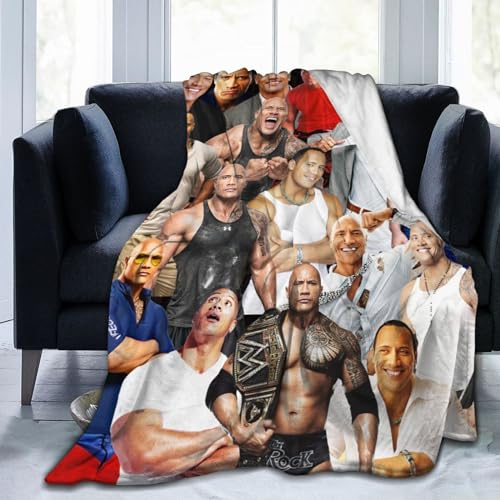 Ldsgdfst Decke Dwayne Douglas Johnson, weiche und bequeme Woll-Fleece-Überwurfdecke für Sofa, Büro, Auto, Camping, Yoga, Reisen, Heimdekoration, gemütliche Plüsch-Stranddecke, Geschenk, 152,4 x 127 cm