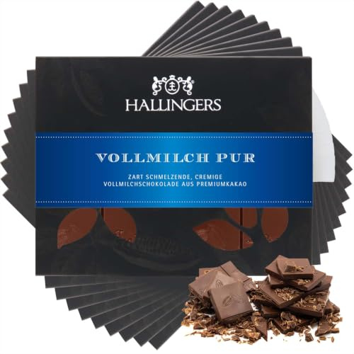 Hallingers Genuss Manufaktur Schokolade Geschenk - Tafel Edelkakao handgeschöpft ohne Alkohol edler Karton 10x Pur Pur, Geschenkidee für Frauen Männer