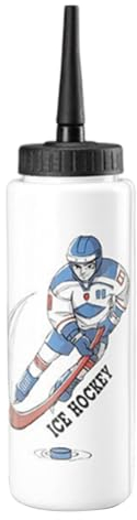 Gourde de hockey sur glace - Bouteille d'eau avec longue paille - 1 l - Gourde de hockey sur glace - Bouteille d'eau de sport anti-fuite - Pour enfants et adultes