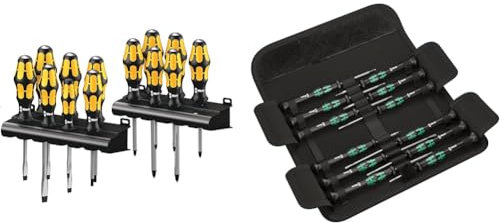 Wera 05133285001 Screwdriver Set Kraftform Big Pack 900, Silver, 13 pieces & 73675 Kraftform Micro Precision Screwdriver Set, 12 Pieces