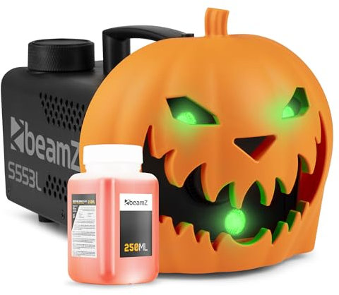 Machine à Fumée Halloween avec Citrouille Animée, Rires Diaboliques et Effets Lumineux - Ambiance Effrayante Halloween pour une Soirée Unique, Exclusivité BeamZ 2024, Liquide Inclus