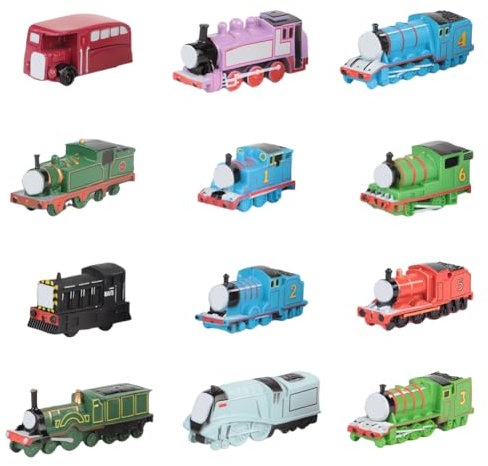 12PCS Train Car Toys Cake Topper Set, Mini Cars Cake Decoration, Cartoon Train Ornaments Train Figure Set, Mini Decoration Vehicle Car Birthday Party Supplies Gift for Boys Girls