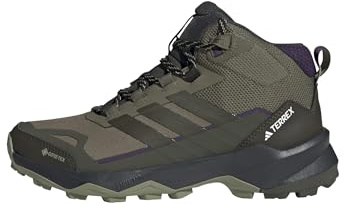 adidas Terrex Skychaser AX5 Mid Gore-Tex Hiking Shoes, Zapatos de Senderismo Mujer, Olive strata/Night Cargo/Aurora Plum, 42 EU