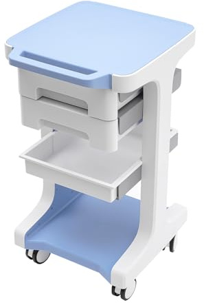 Medizinischer Wagen, Beauty Salon Trolley mit 2 Schubladen Universal-Räder Gerätewagen ABS Arbeitswagen Friseur Rollwagen Kosmetikwagen 50kg Belastbarkeit (Blau)
