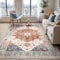 BEIMO Waschbarer Teppich Wohnzimmer Vintage, Boho Teppich Schlafzimmer Groß Orientalisch rutschfest für Badezimmer Esszimmer, Terrakotta, 120x170cm