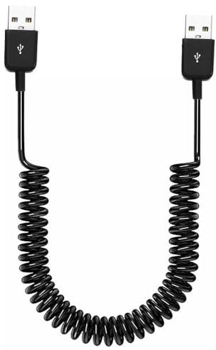 System-S Câble USB 2.0 90 cm type A mâle vers mâle spirale extensible adaptateur noir