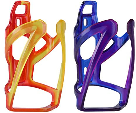 2Pcs Bike Water Bottle Holder Plastic Water Drink Holder Rack Lightweight Bottle for Bicycle Cycling Cages Red Yellow + Purple Blue bike