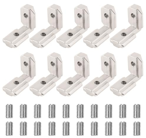 MOERAE 10pcs Aluminium 4040,L-Eckverbinder 90° für 40x40 Profile,mit Schrauben Zubehör,für Maschinenbau und Haushaltsmobel