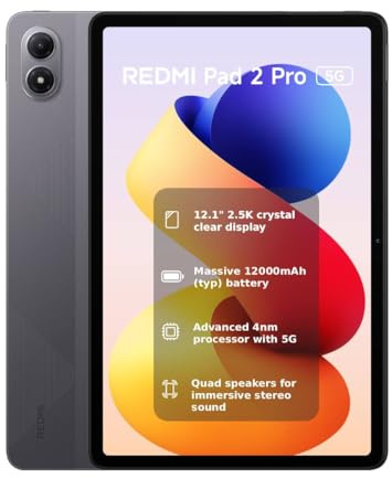XIAOMI REDMI 2 Pro 5G, 6+128GB, 12.1 2.5K 120Hz Crystal-clear Display, Massive 12000mAh, 4nm Processor with 5G, Dolby Atmos, Graphite Gray, Warranty 2 years, Charger Not Included