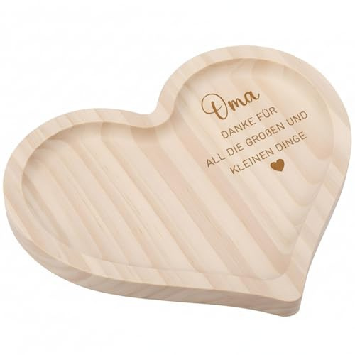 Geiserailie Dankeschön Geschenke für Oma Herzförmige Holztablett | Holz Deko Tablett mit Gravur Danke Geschenk Beste Oma für Geburtstag Schwiegermutter Uroma Großeltern Weihnachten