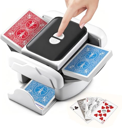 tlidfgeo Kartenmischmaschine Elektrische, Automatische Kartenmischer | Geräuscharmer und Wiederaufladbarer Kartenmischgerät für Kartenspiele,Texas Hold'em,Poker,Heimkartenspiele,Blackjack