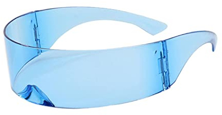 F Fityle Futurische Sonnenbrille mit Verspiegelten Gläsern, Sonnenbrille für Karneval, Augenschutz, Abschlussball, Blau